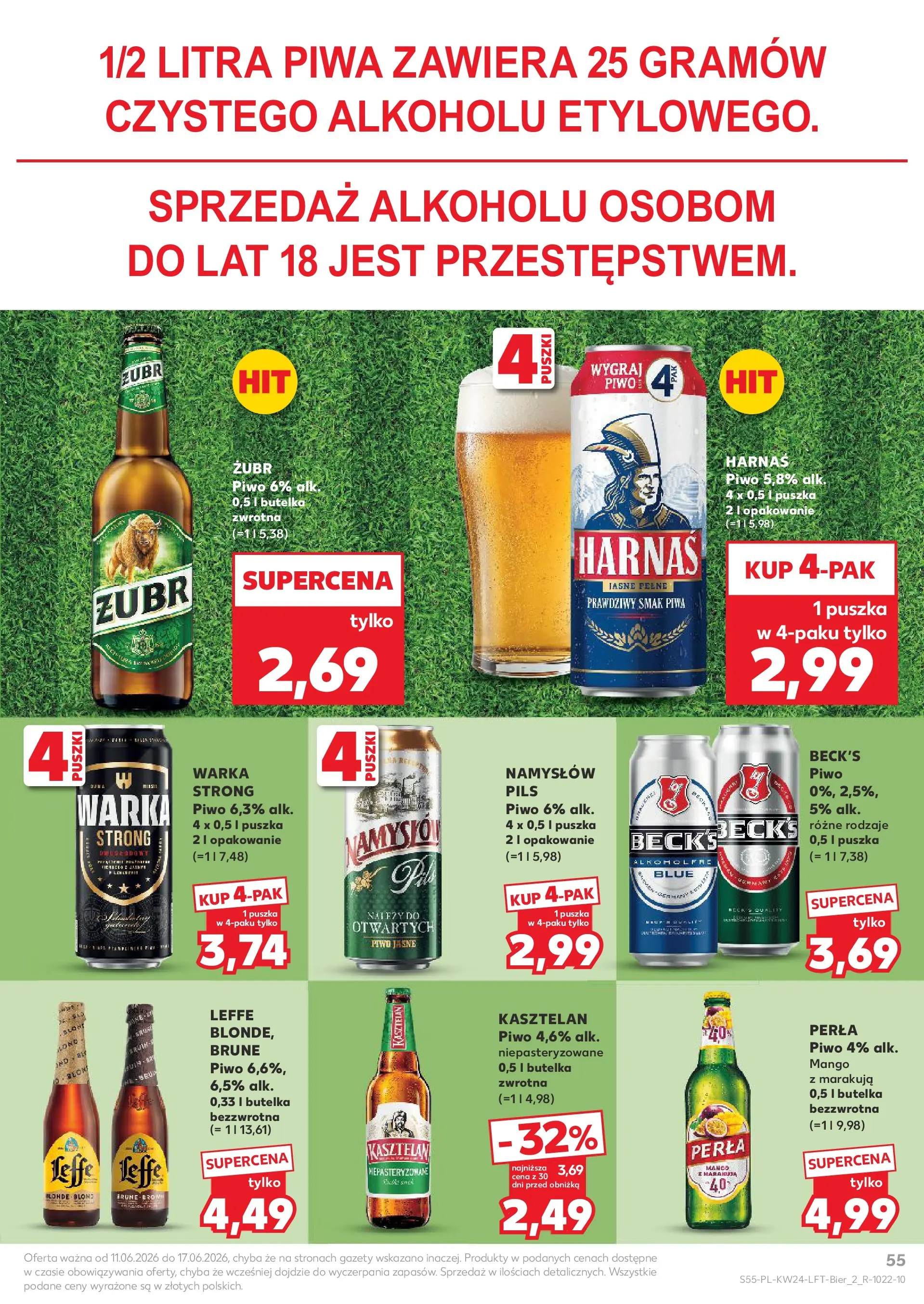 Kaufland gazetka od 11.06.2026 - od jutra PDF | Strona: 55 | Produkty: Mango, Warka, Harnaś, Piwo