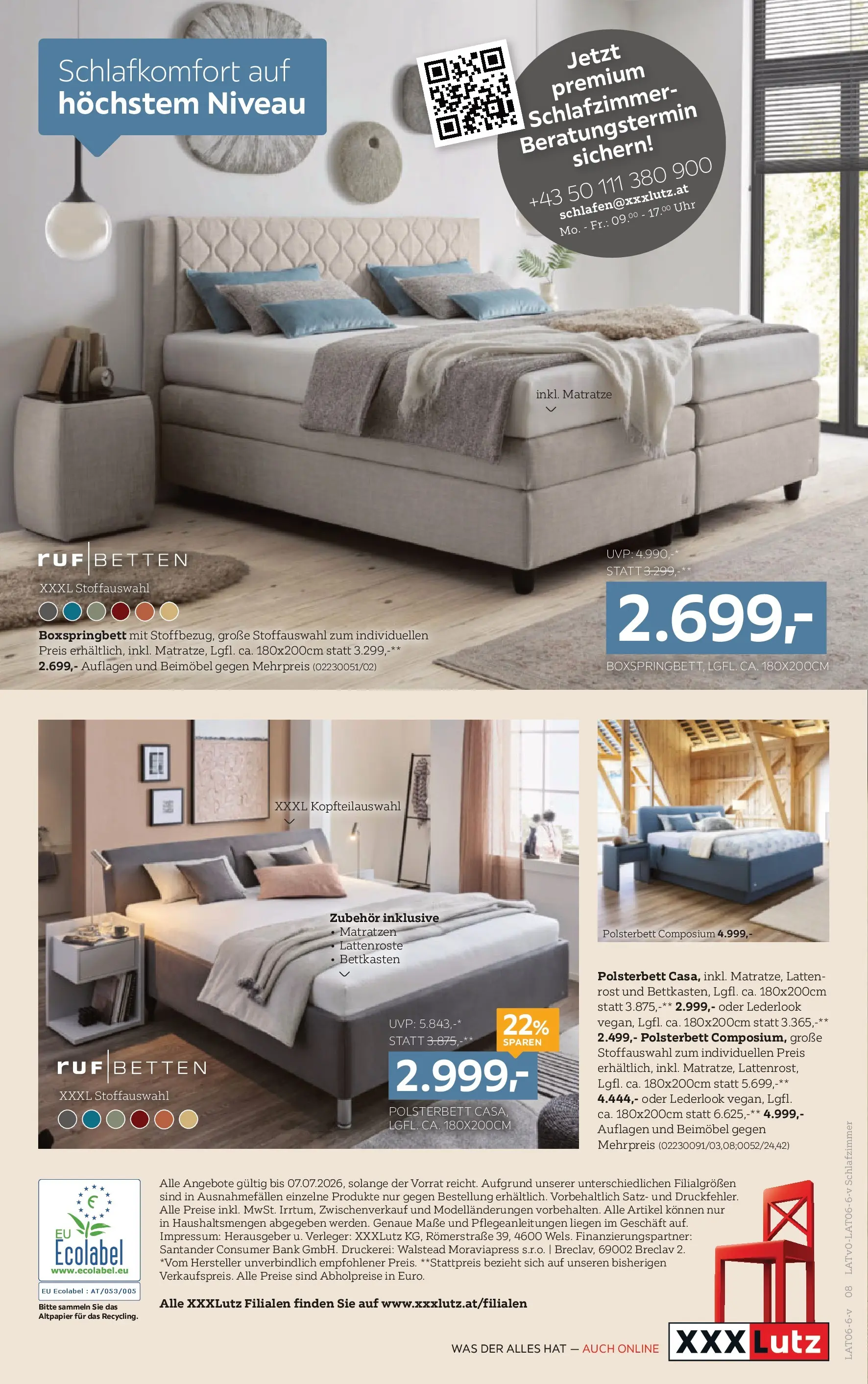 XXXLutz - Schlafzimmer von 22.06.2026 - Aktuelle Angebote | Seite: 8 | Produkte: Uhr, Matratze