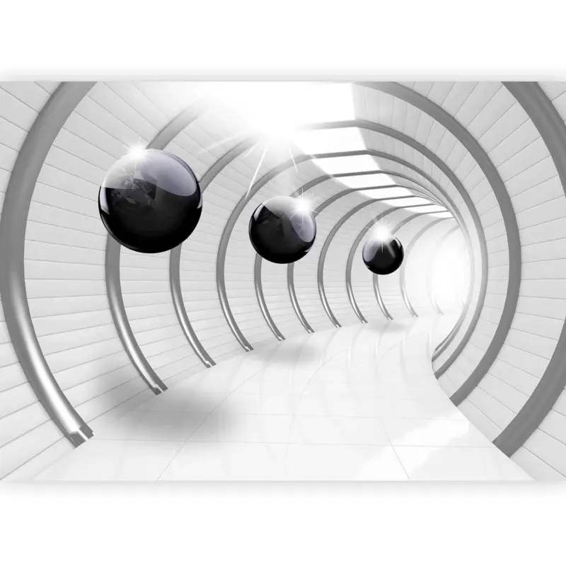 Fototapete Futuristic Tunnel Grau/Wei&szlig;