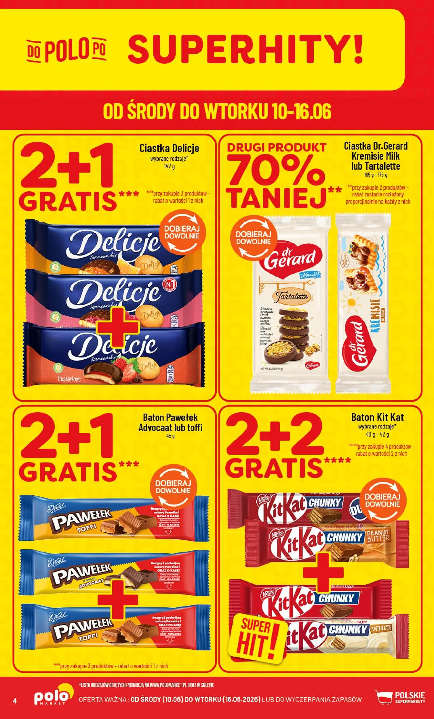 Nowa POLOmarket gazetka od jutra 10.06.2026 | Strona: 4 | Produkty: Baton, Ciastka