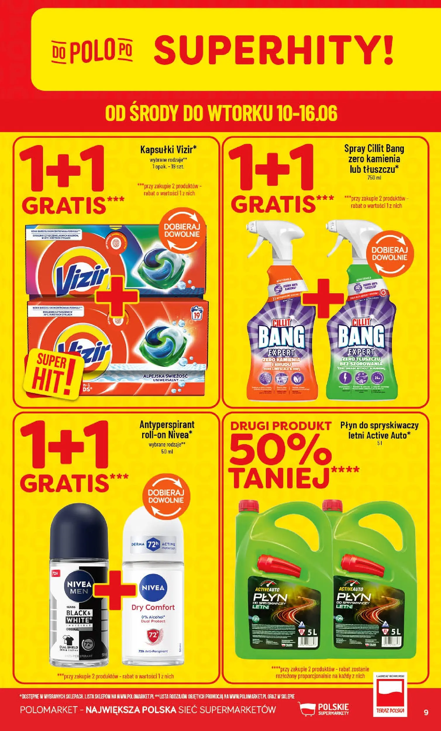 Nowa POLOmarket gazetka od jutra 10.06.2026 | Strona: 9 | Produkty: Płyn do spryskiwaczy letni, Płyn do spryskiwaczy, Antyperspirant