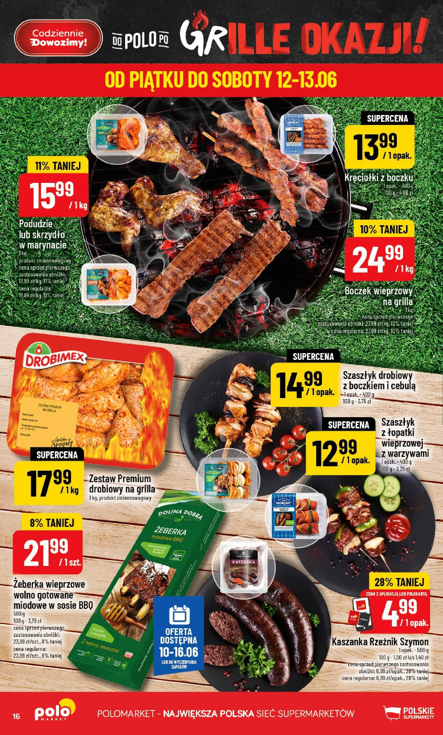 Nowa POLOmarket gazetka od jutra 10.06.2026 | Strona: 16 | Produkty: Wolno gotowane, Kaszanka, Boczek