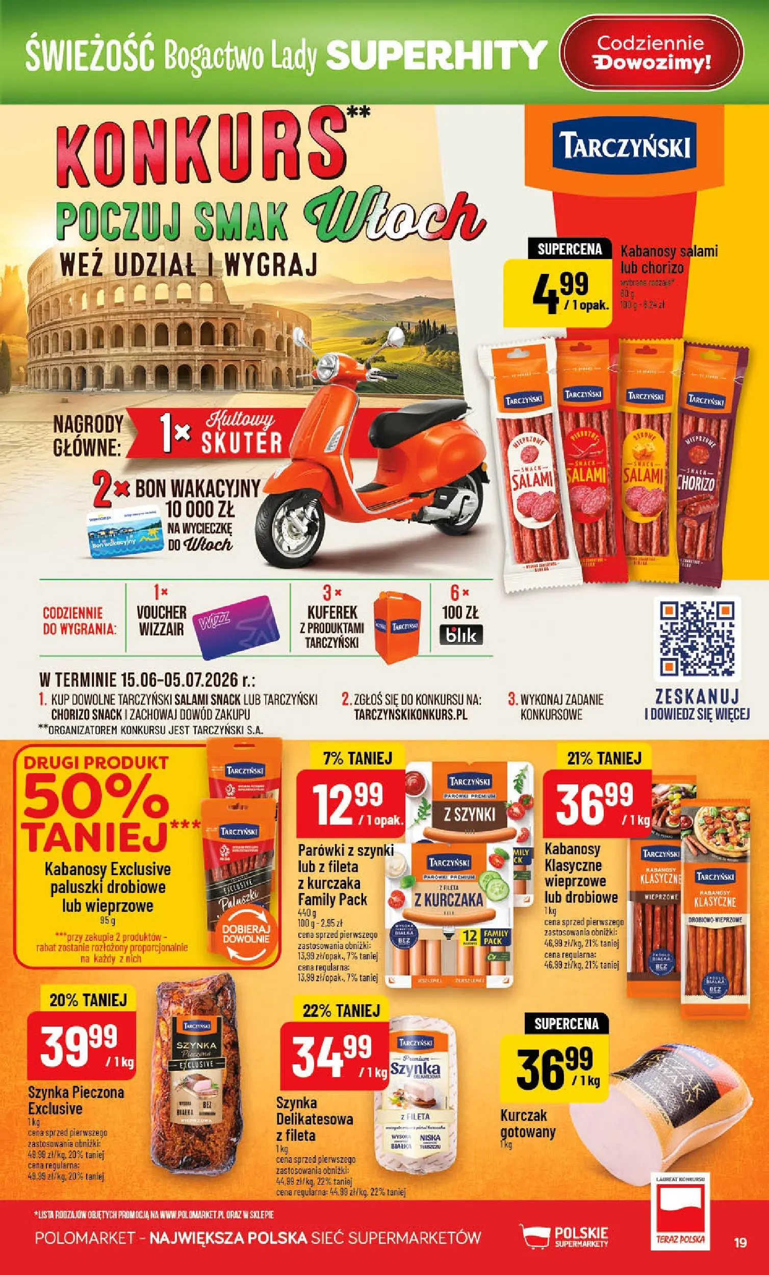 Nowa POLOmarket gazetka od jutra 10.06.2026 | Strona: 19 | Produkty: Parówki z szynki, Kabanosy, Parówki, Szynka