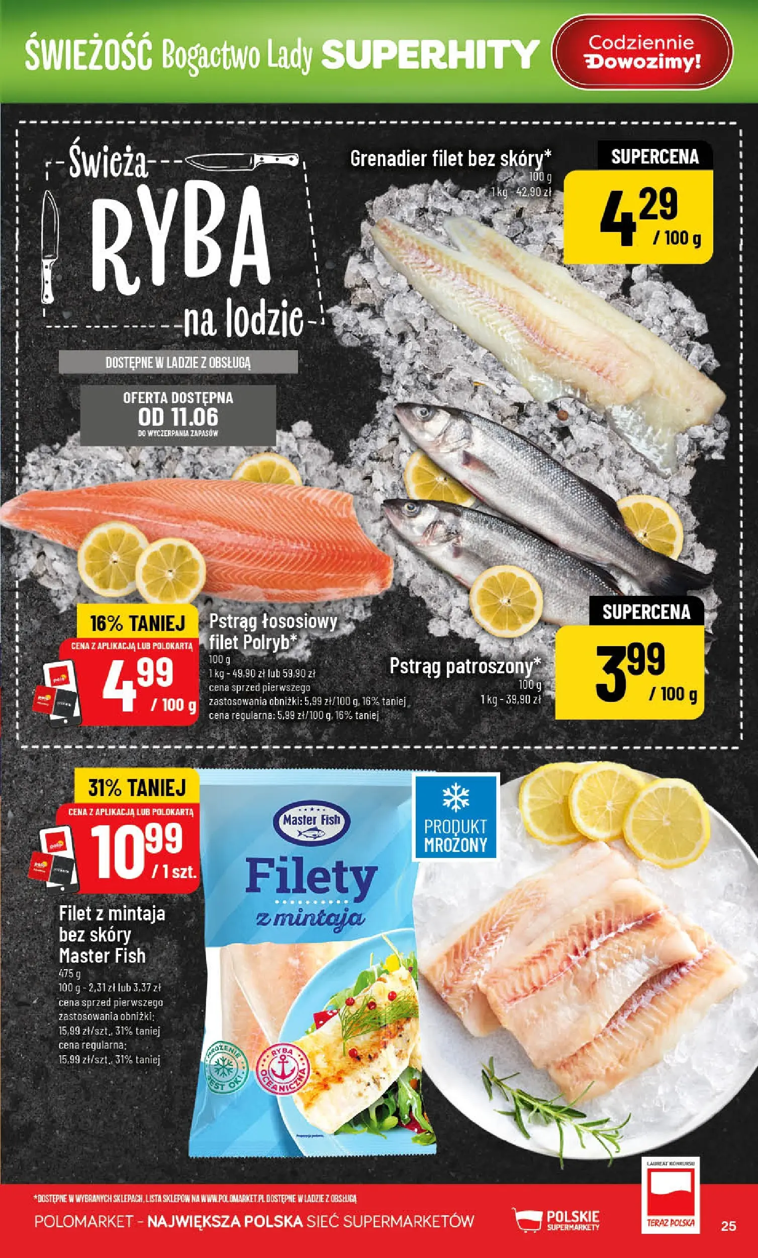 Nowa POLOmarket gazetka od jutra 10.06.2026 | Strona: 25 | Produkty: Pstrąg, Pstrąg łososiowy, Ryba
