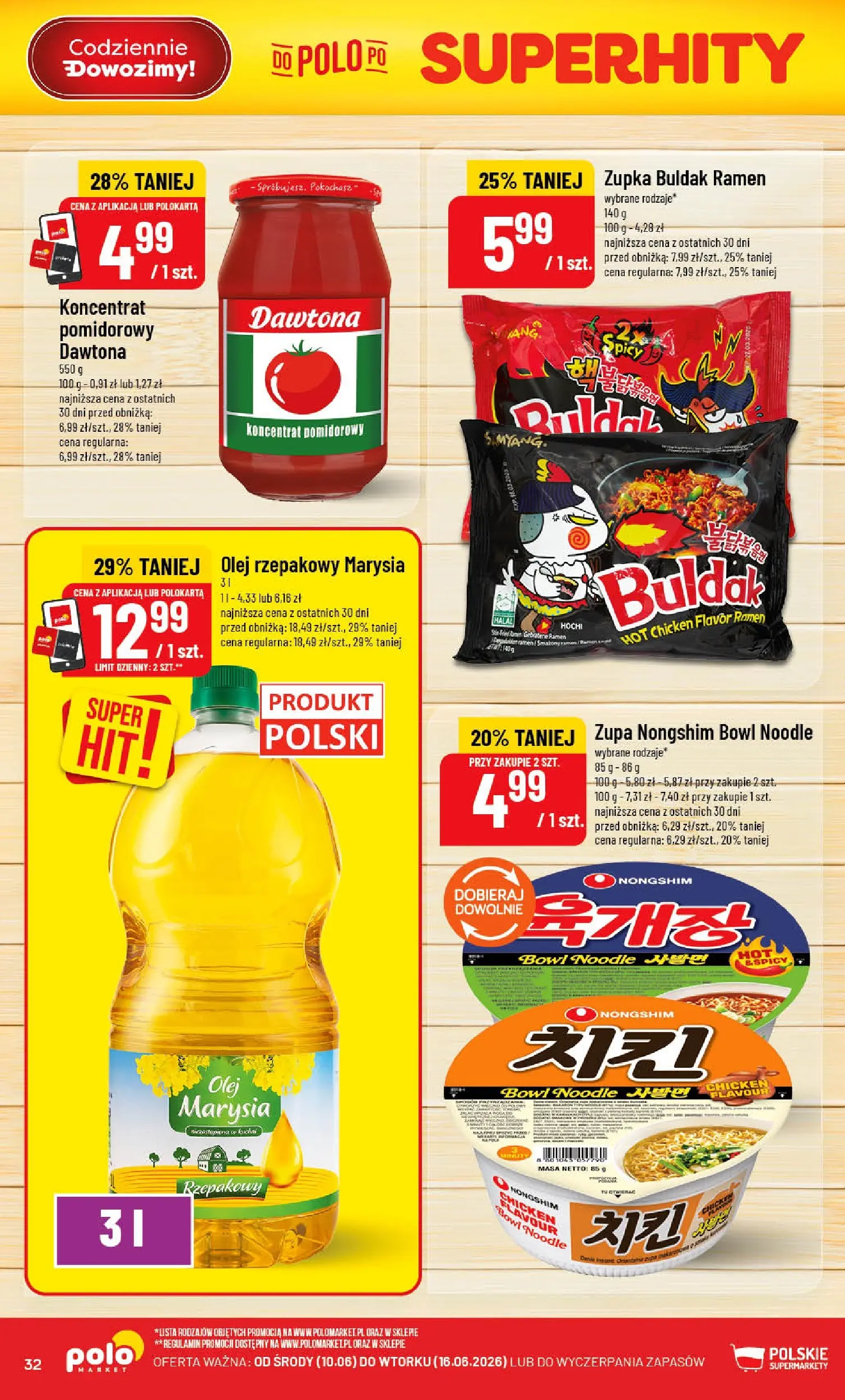 Nowa POLOmarket gazetka od jutra 10.06.2026 | Strona: 32 | Produkty: Olej rzepakowy, Koncentrat pomidorowy, Zupa, Olej