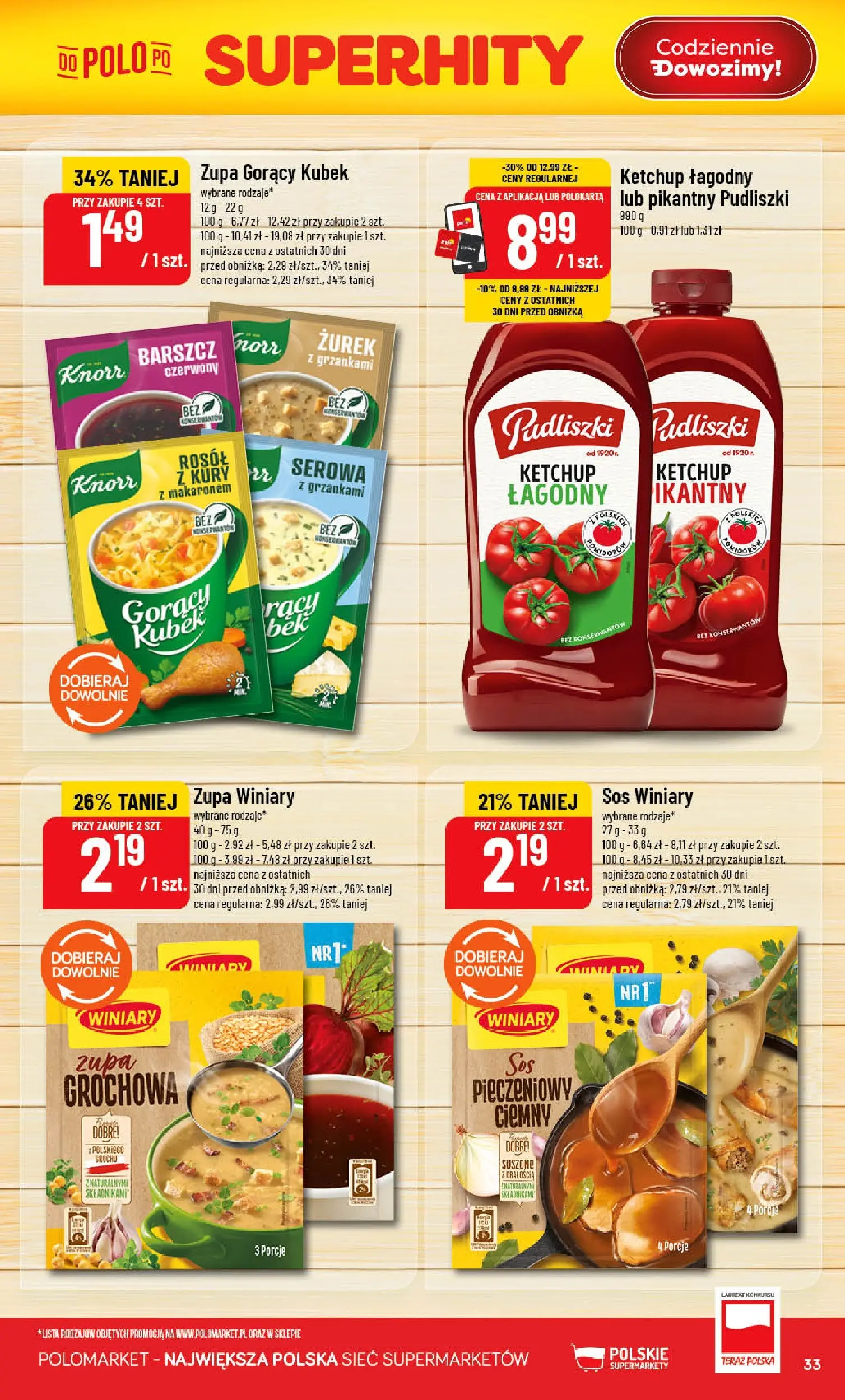 Nowa POLOmarket gazetka od jutra 10.06.2026 | Strona: 33 | Produkty: Barszcz, Ketchup, Zupa, Sos