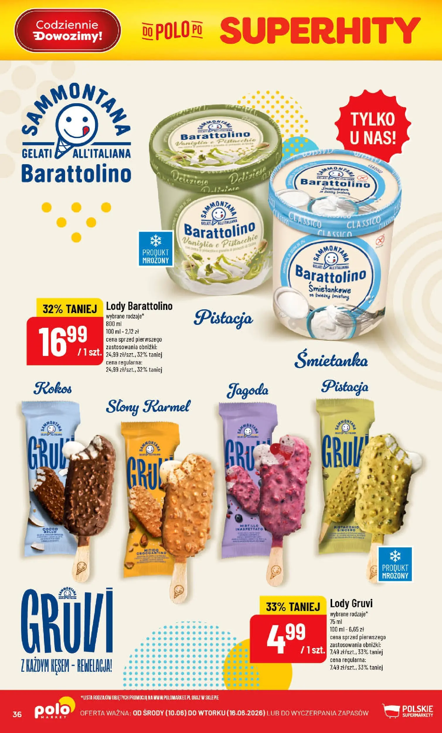 Nowa POLOmarket gazetka od jutra 10.06.2026 | Strona: 36 | Produkty: Lody