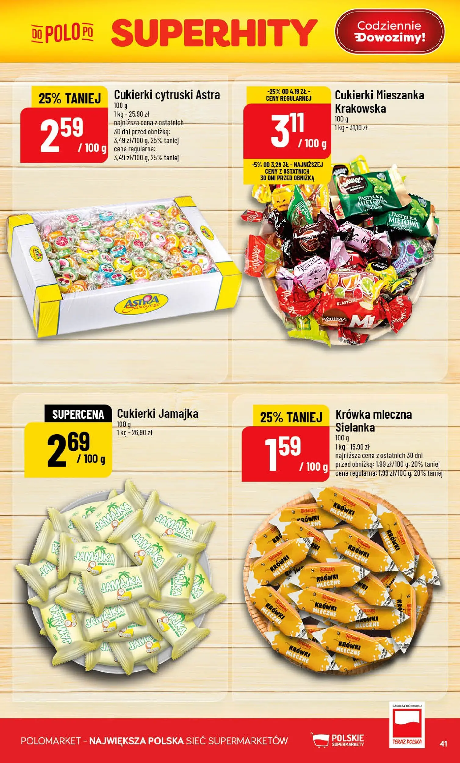 Nowa POLOmarket gazetka od jutra 10.06.2026 | Strona: 41 | Produkty: Krowka, Cukierki jamajka, Cukierki, Krówki