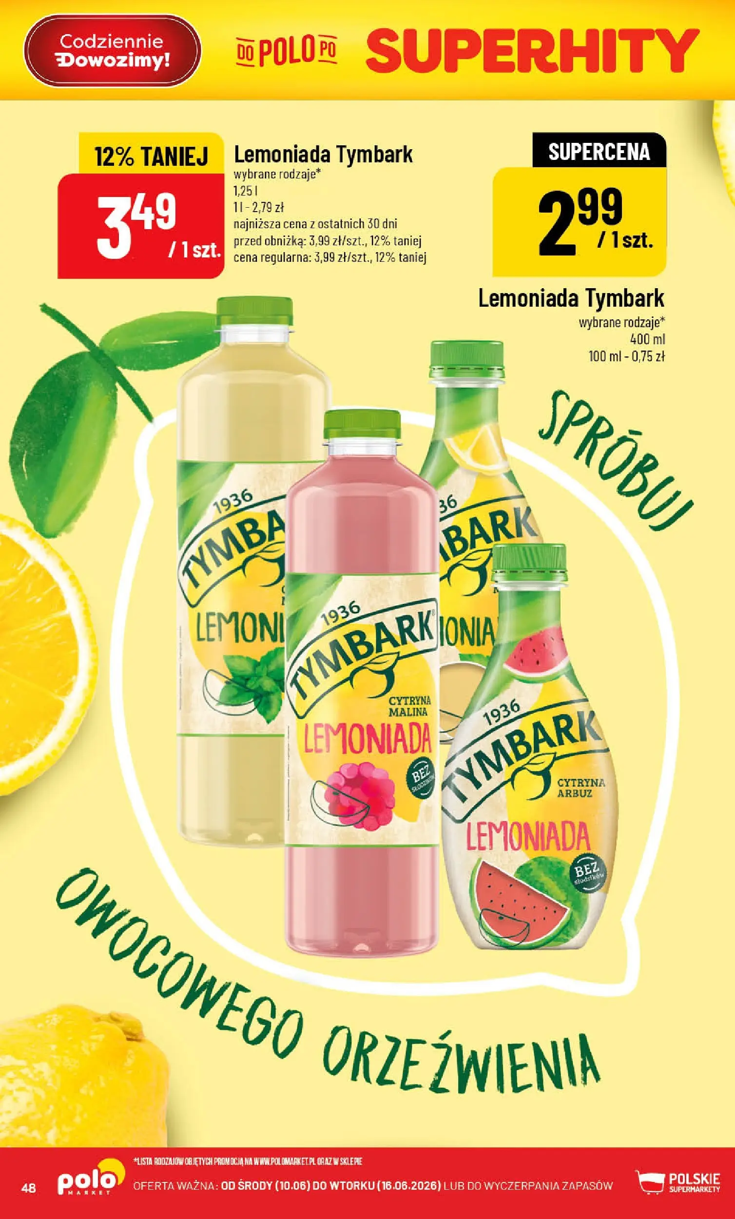 Nowa POLOmarket gazetka od jutra 10.06.2026 | Strona: 48 | Produkty: Cytryna, Arbuz, Malina