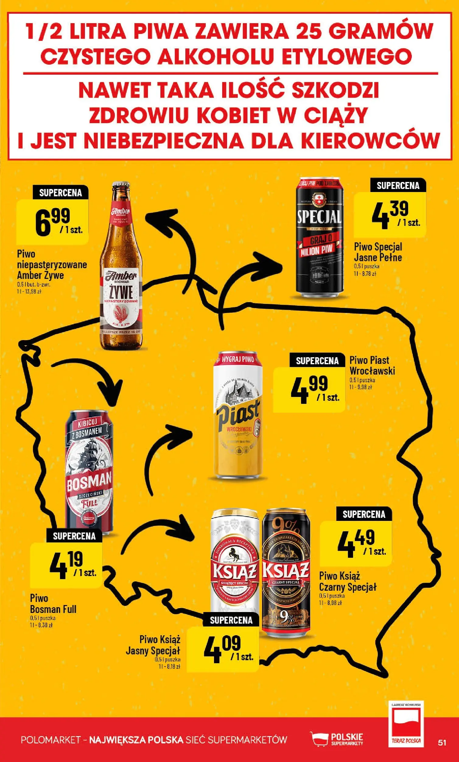 Nowa POLOmarket gazetka od jutra 10.06.2026 | Strona: 51 | Produkty: Piwo