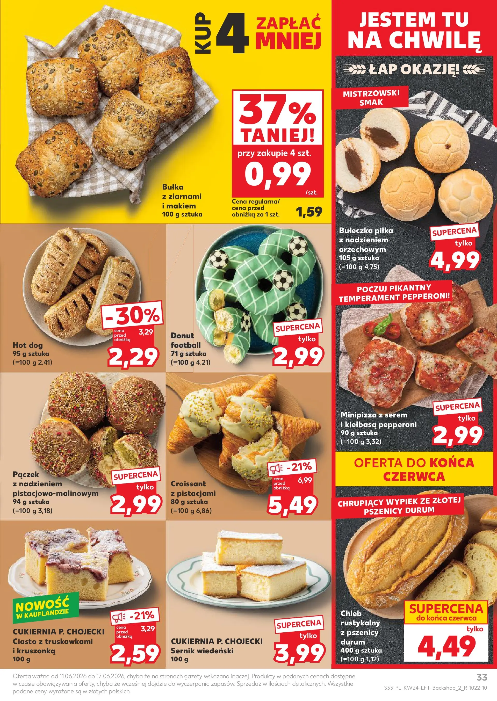 Kaufland gazetka od 11.06.2026 - od jutra PDF | Strona: 33 | Produkty: Ciasto, Bułka, Donut, Chleb