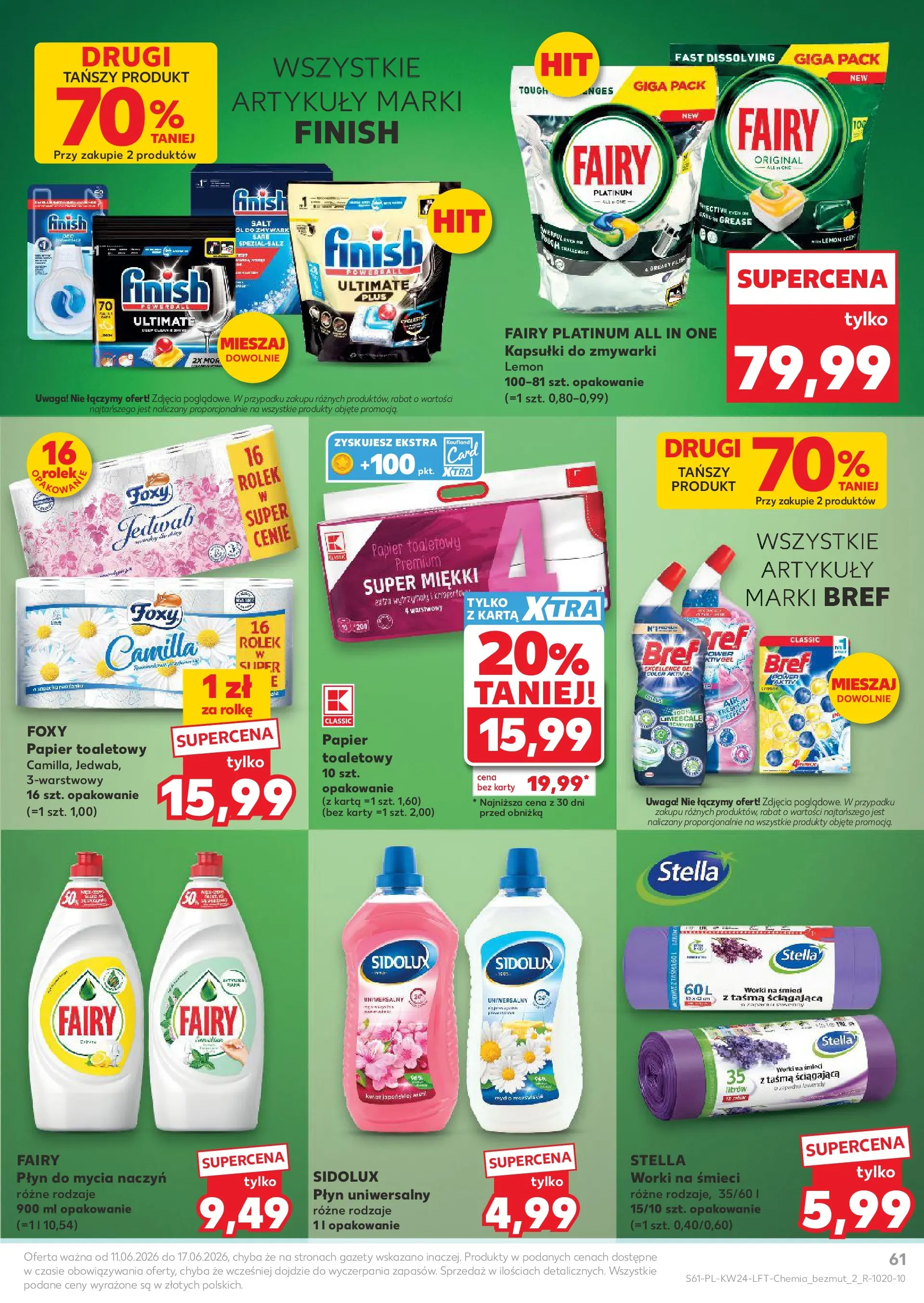 Kaufland gazetka od 11.06.2026 - od jutra PDF | Strona: 61 | Produkty: Papier toaletowy, Fairy, Finish, Płyn do mycia naczyń