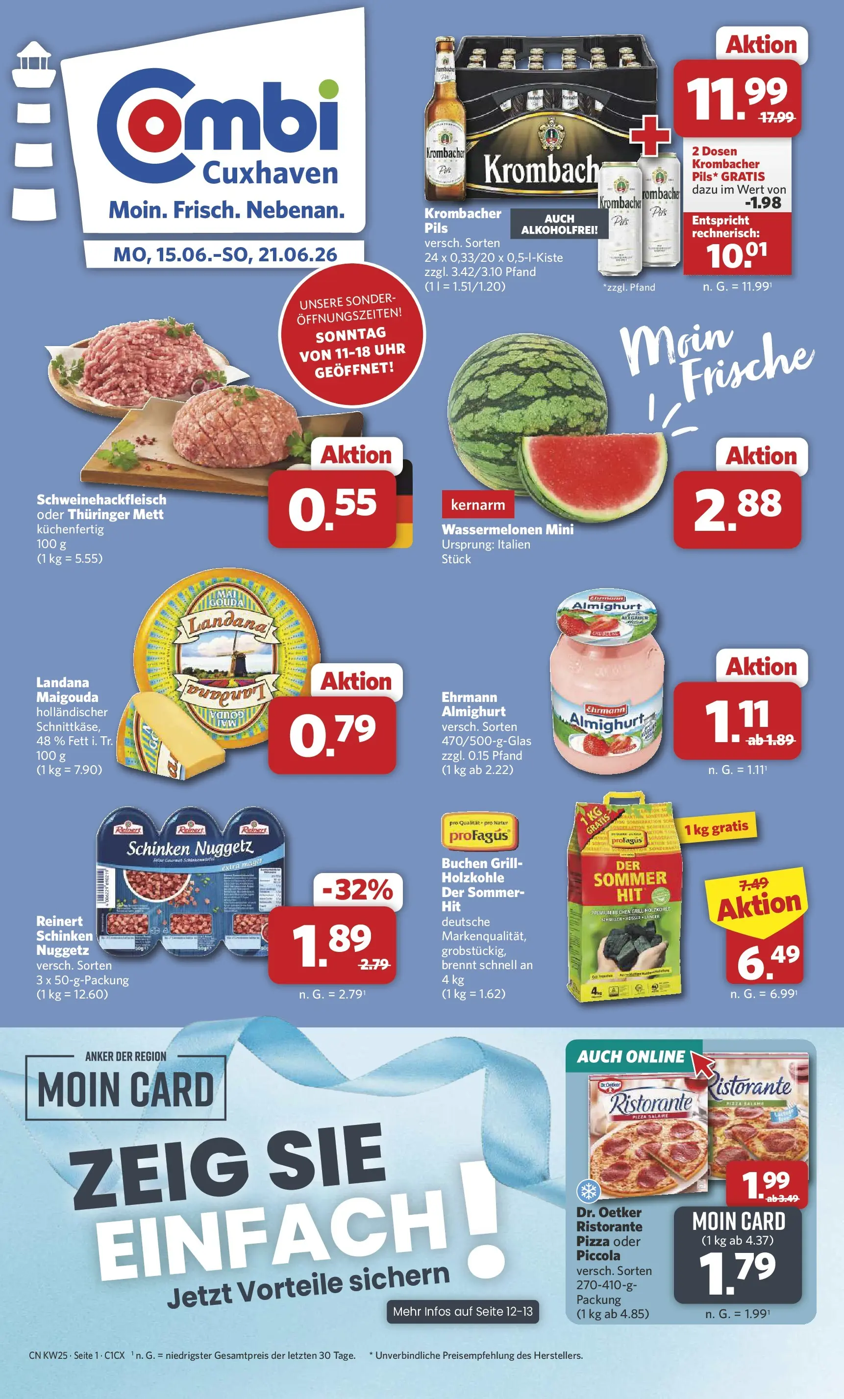 Combi Unsere Combi Wochenangebote (ab 15.06.2026) zum Blättern | Seite: 1 | Produkte: Grill, Pils, Schinken, Pizza