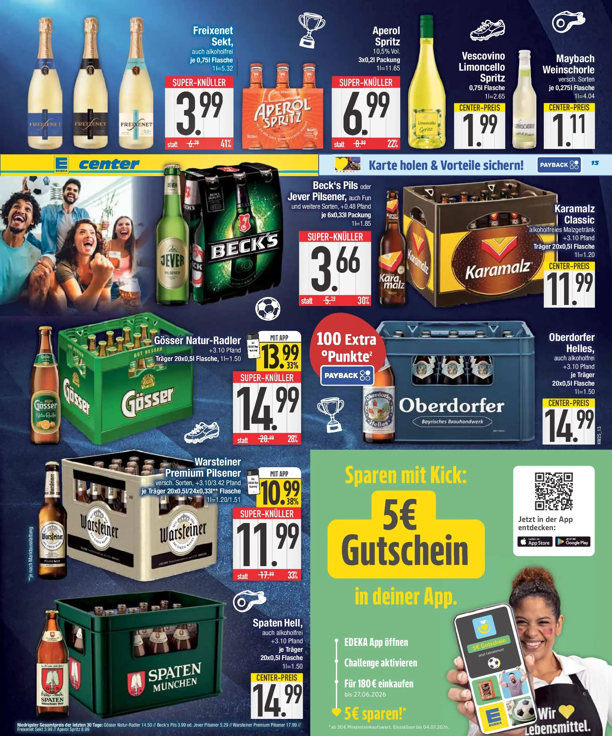 E center Prospekt Ingolstadt (ab 14.06.2026) zum Blättern | Seite: 13 | Produkte: Freixenet, Warsteiner, Jever, Limoncello