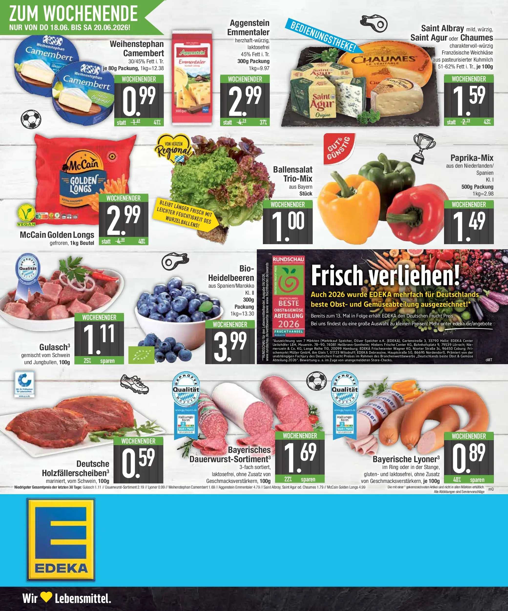 E center Prospekt Ingolstadt (ab 14.06.2026) zum Blättern | Seite: 20 | Produkte: McCain, Heidelbeeren, Gemüse, Gulasch