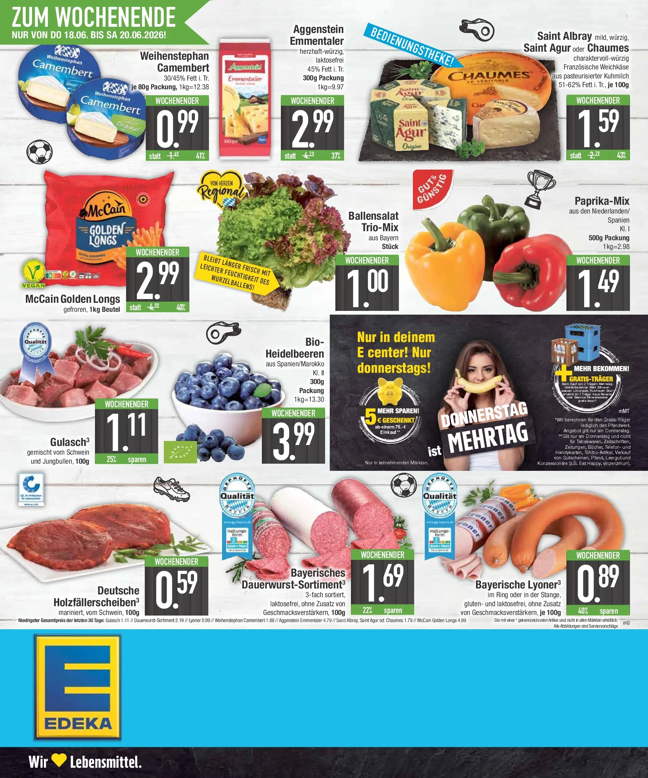 E center Prospekt Weißenburg (ab 14.06.2026) zum Blättern | Seite: 24 | Produkte: Bier, McCain, Mineralwasser, Gulasch