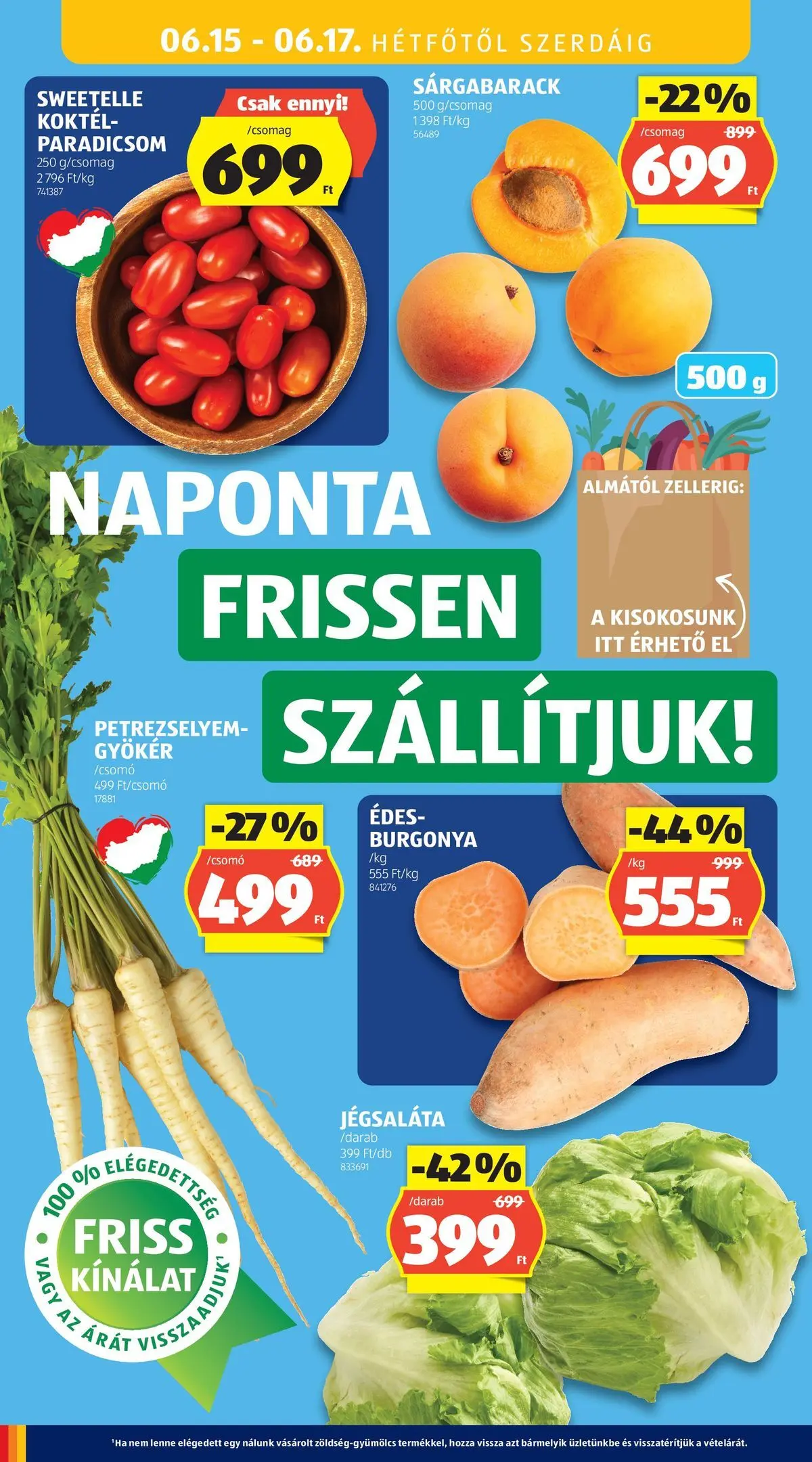 Aldi aktuális akciós újság - 2026.06.11.-tól⏳Szórólap | Oldal: 36 | Termékek: Petrezselyem, Jégsaláta, Sárgabarack, Paradicsom Aldi aktuális akciós újság - 2026.06.11. -tól/töl > akció, lapozható szórólap 🛍️ | Oldal: 36 | Termékek: Petrezselyem, Jégsaláta, Sárgabarack, Paradicsom