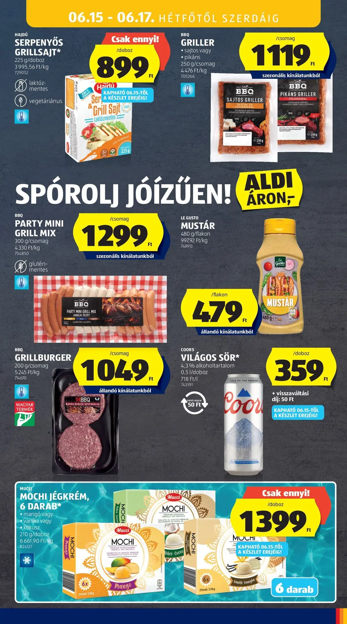 Aldi aktuális akciós újság - 2026.06.11.-tól⏳Szórólap | Oldal: 43 | Termékek: Grill, Kokusz, Mustár, Mangó Aldi aktuális akciós újság - 2026.06.11. -tól/töl > akció, lapozható szórólap 🛍️ | Oldal: 43 | Termékek: Grill, Kokusz, Mustár, Mangó
