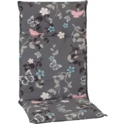 Hochlehner Auflagen 4er-Set ca. 118x50 cm Grau m. Bl&uuml;mchen