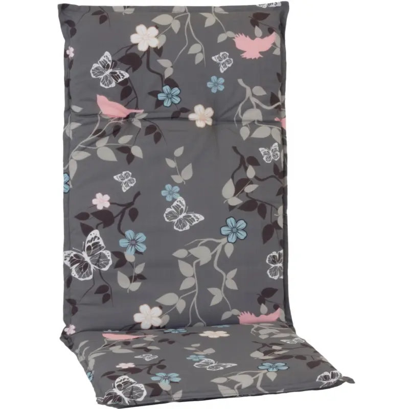 Hochlehner Auflagen 4er-Set ca. 118x50 cm Grau m. Bl&uuml;mchen