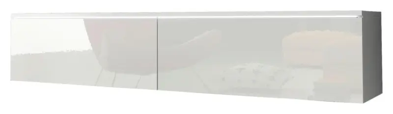 TV-Lowboard mit LED ca. 140x30 cm Wei&szlig; Hochglanz