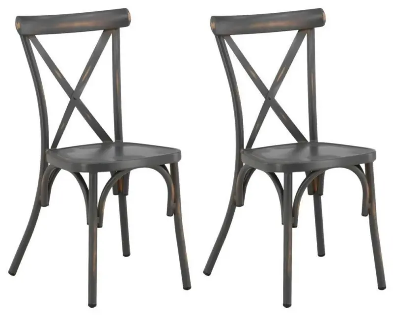 Gartenstuhl 2er-Set Tablas ca. 48x88x48 cm Schwarz