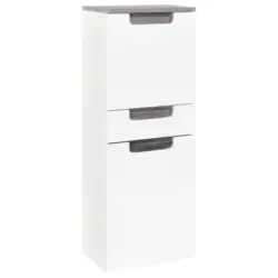 Midischrank mit T&uuml;rd&auml;mpfer Siena 40cm Wei&szlig;/Eiche Dekor