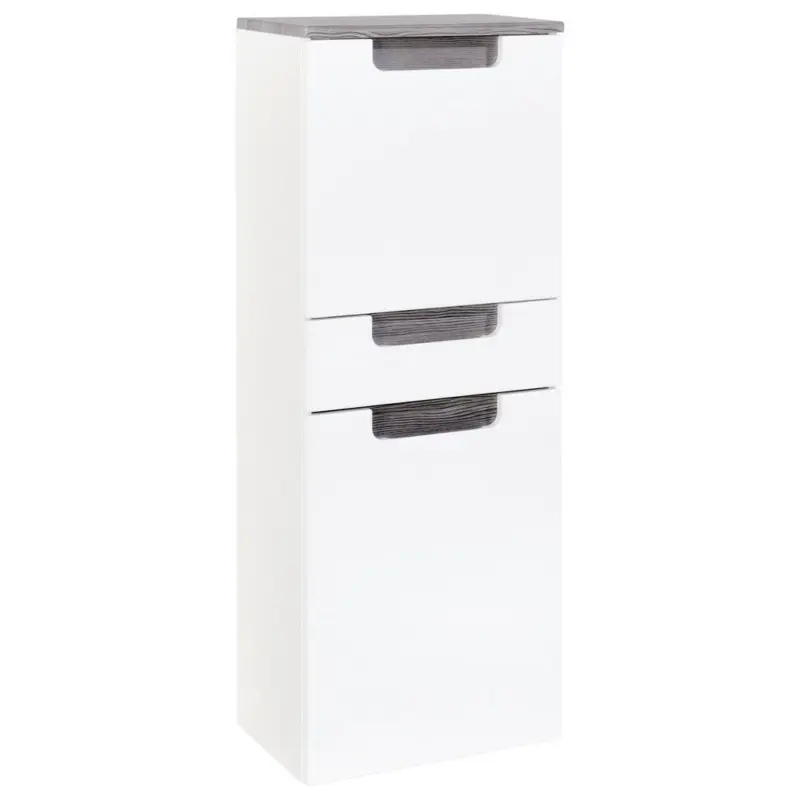 Midischrank mit T&uuml;rd&auml;mpfer Siena 40cm Wei&szlig;/Eiche Dekor