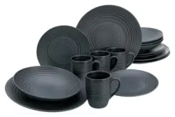 Kombiservice Lava Stone Schwarz, 16-teilig