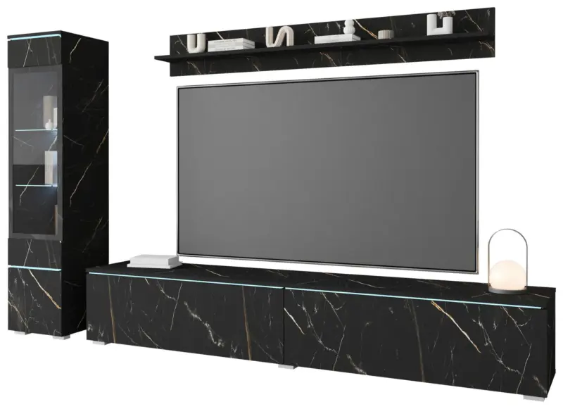 Wohnwand Vera ca. 210x130 cm Schwarz