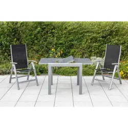 Gartentisch ausziehbar Semi Metall/Glas L: 80-120 cm