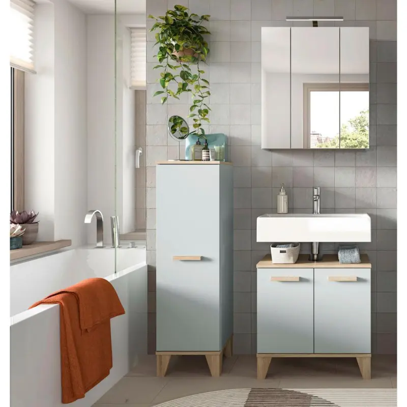 Badezimmer Star Hellgr&uuml;n/Eiche Dekor B: 94cm