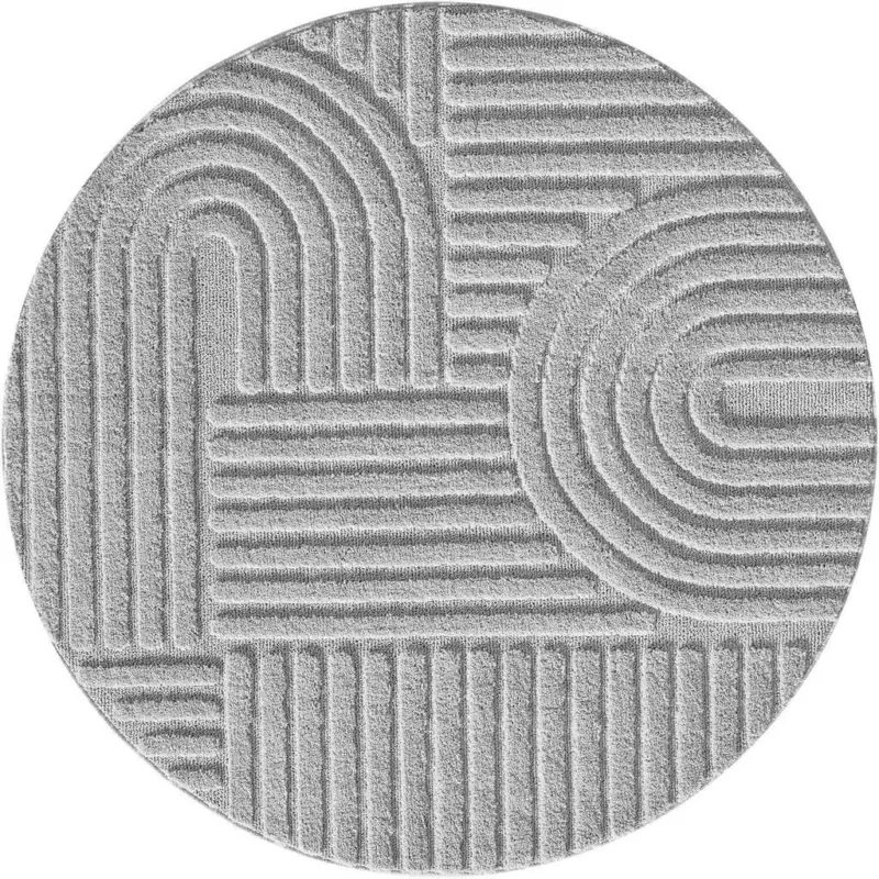 Hochflorteppich rund Silber Art D: 200 cm