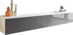 Lowboard ca. 180x30 cm mit LED Grau/Wei&szlig;