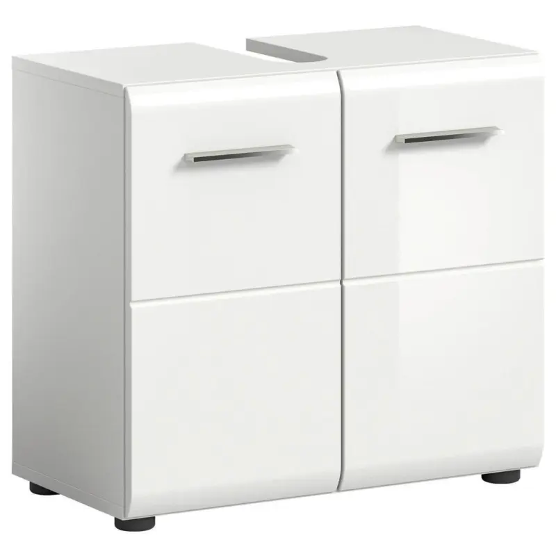 Waschbeckenunterschrank Ice B: 60 cm Wei&szlig; Hochglanz
