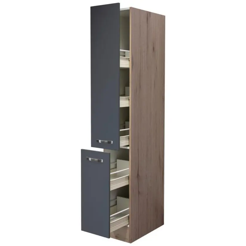 Apothekerschrank Shadow B: 30 cm Grau 2 Ausz&uuml;ge 5 Ablagen