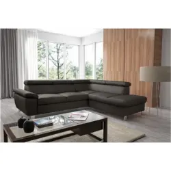 Ecksofa Lugano Teilleder dunkelbraun 248x208