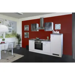 Einbauk&uuml;che K&uuml;chenblock M&ouml;belix Lucca Wei&szlig;/Graubraun B: 220 cm