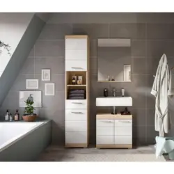 Badezimmer Lambada Eiche Dekor/Wei&szlig; B: 97 cm