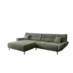 Ecksofa Chenille Dunkelgr&uuml;n S: 166x290 cm