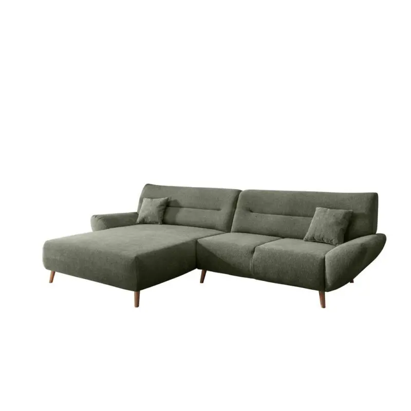 Ecksofa Chenille Dunkelgr&uuml;n S: 166x290 cm