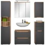 M&ouml;belix Badezimmer Giga Eichefarben/Anthrazit B: 150cm