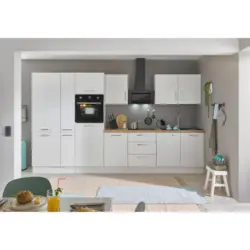 Einbauk&uuml;che K&uuml;chenblock M&ouml;belix Turin Wei&szlig;/Eiche Dekor B: 360 cm
