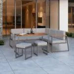 M&ouml;belix Loungegarnitur 5--Teilig Luzern Metall/Holz mit Kissen