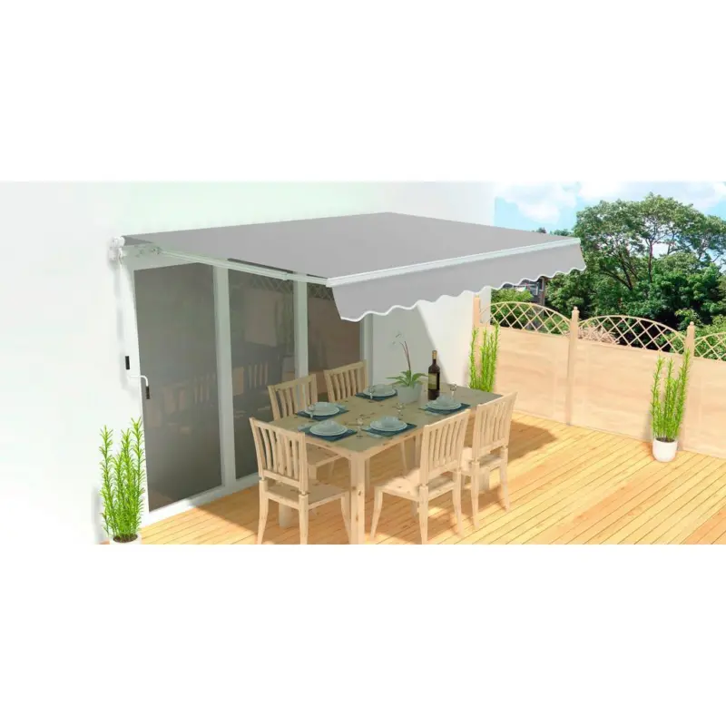 Gelenkarmmarkise 350x250 cm Grau/Wei&szlig;, Decken-/Wandmontage