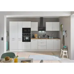 Einbauk&uuml;che K&uuml;chenblock M&ouml;belix Turin Wei&szlig;/Eiche Dekor B: 360 cm