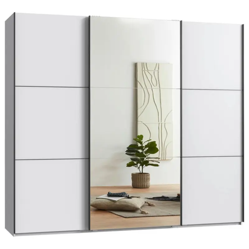 Schwebet&uuml;renschrank Indian A Wei&szlig; Dekor/Spiegel, B:250cm