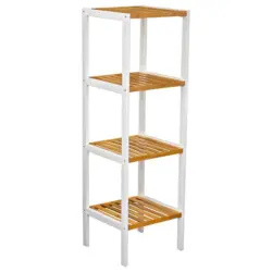 Regal Bambu B 34cm, Wei&szlig;/Braun