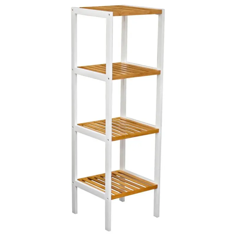 Regal Bambu B 34cm, Wei&szlig;/Braun