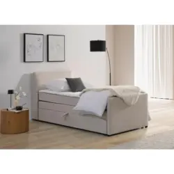 Boxspringbett mit Bettkasten Nida 100x200 cm Creme